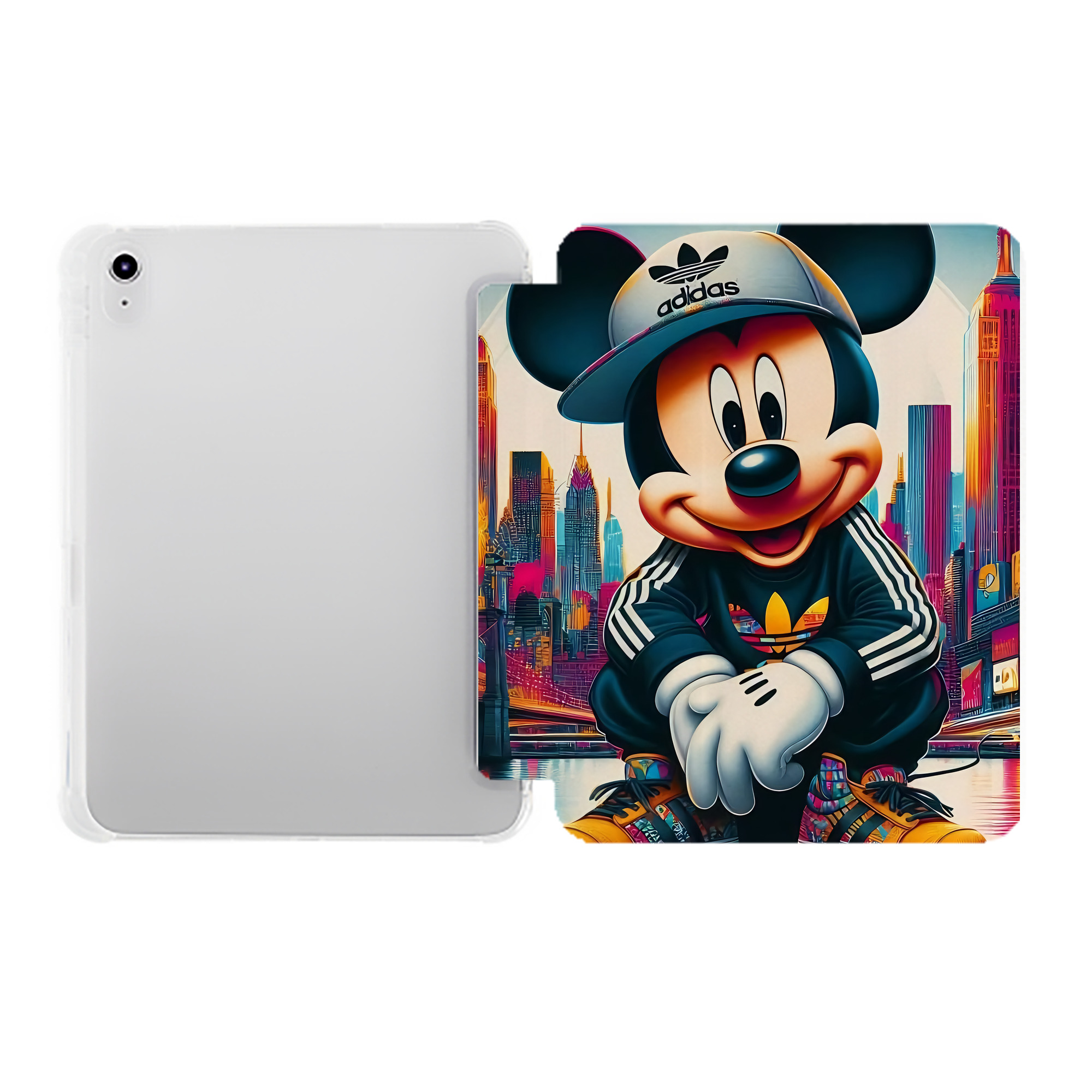 （画像用） ミッキーマウス Mickey Mouse IPad ケース ペン収納付き 三つ折りスタンド PUレザー×シリコン 対応機種9.5/10.5/10.9インチ